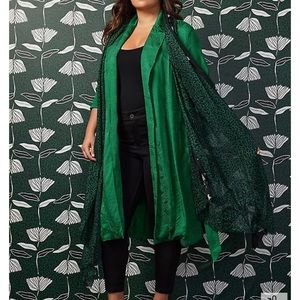 TOTRID- SYLVIA MOLLIE TRENCH COAT - SATIN JACQUARD GREEN